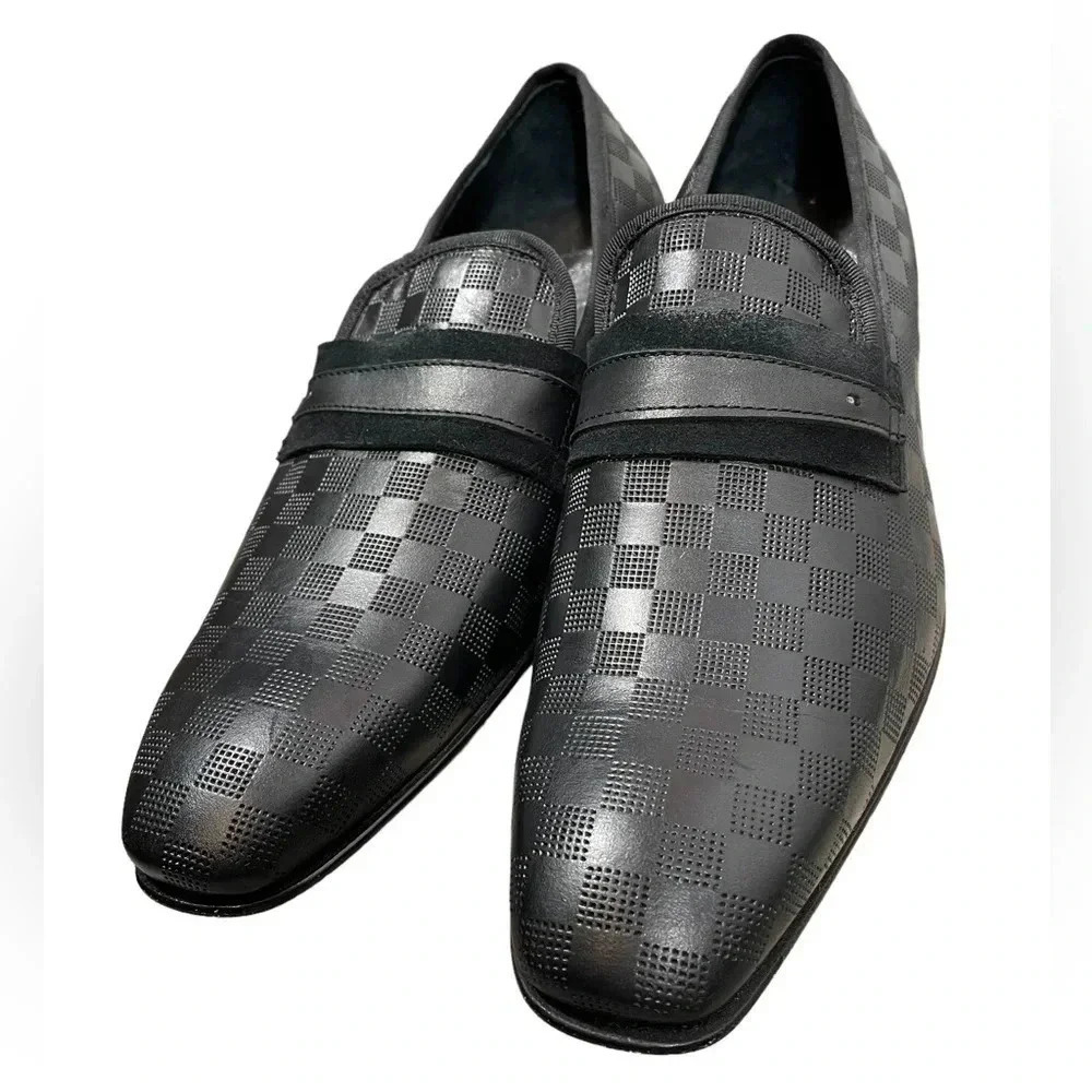 Cognati Leather Black Slip On Loafers Shoes  Made In Italy Size 41
